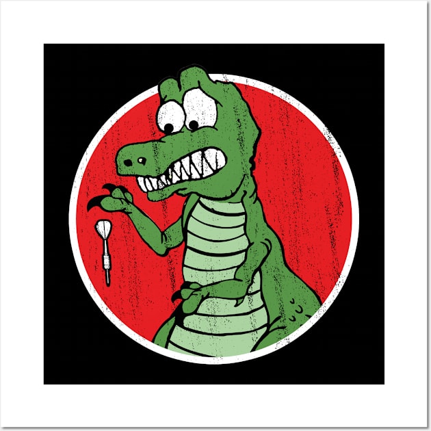 Funny bad at Darts T-Rex Dino Bullseye Fan Gift Wall Art by MrTeee